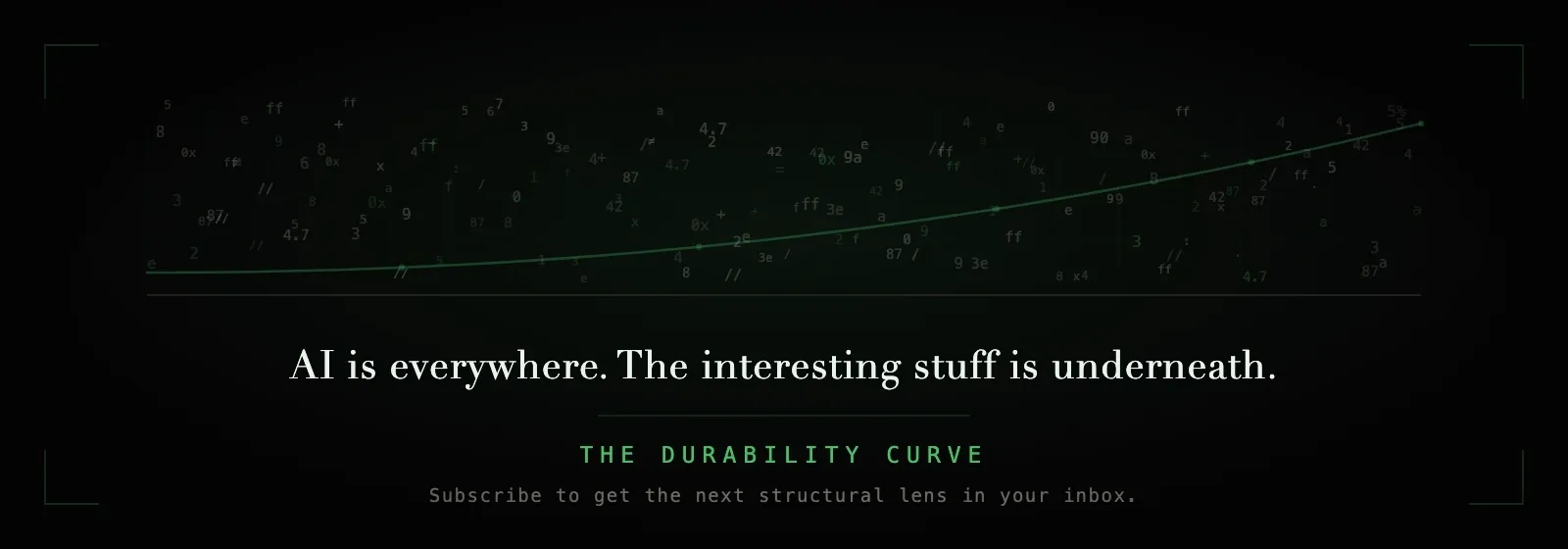 The Durability Curve. AI is everywhere. The interesting stuff is underneath. Subscribe to get the next structural lens in your inbox.