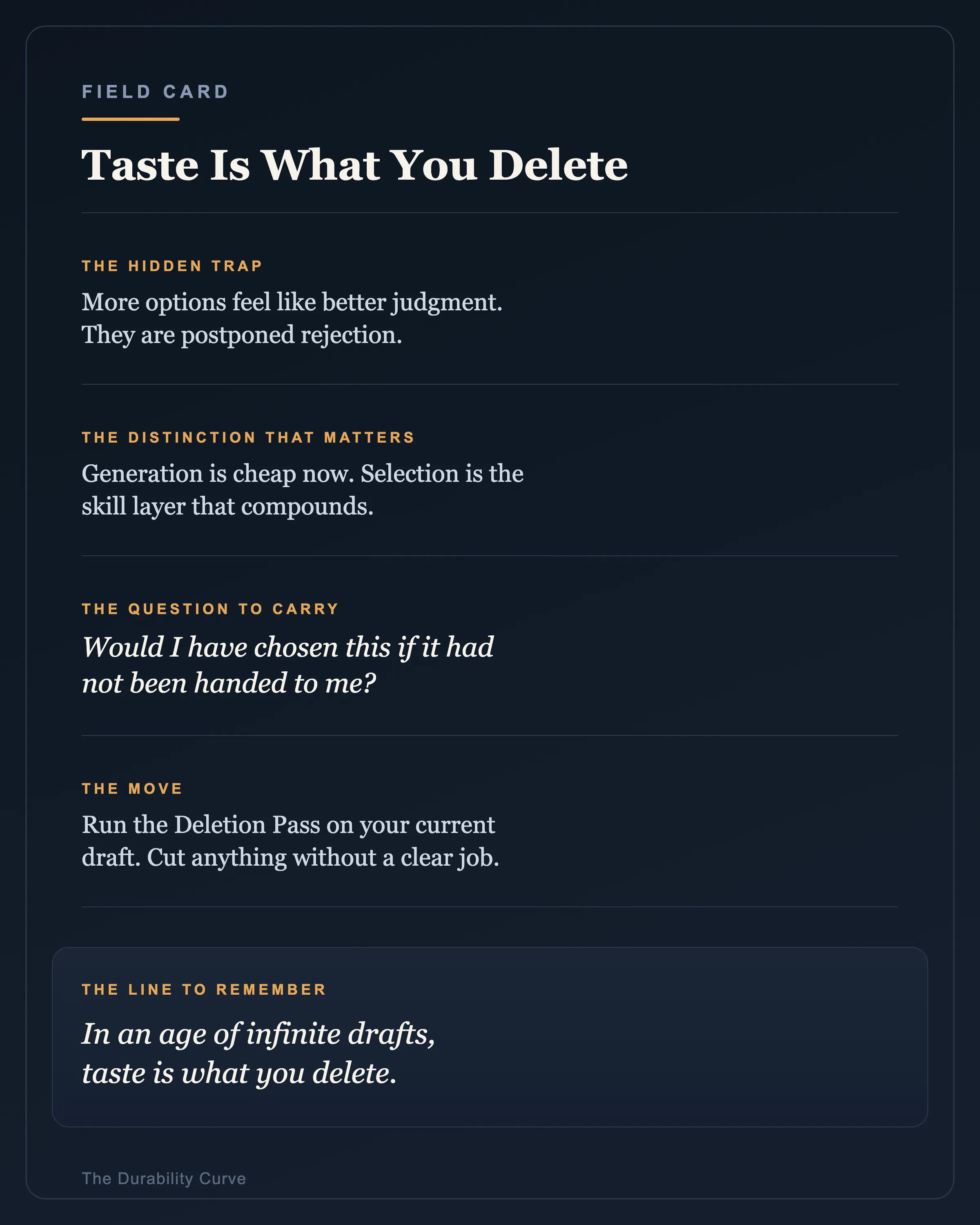 Field Card — Taste Is What You Delete