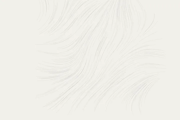 About four hundred fine grey strokes combed into long sweeping curves across an off-white ground.
